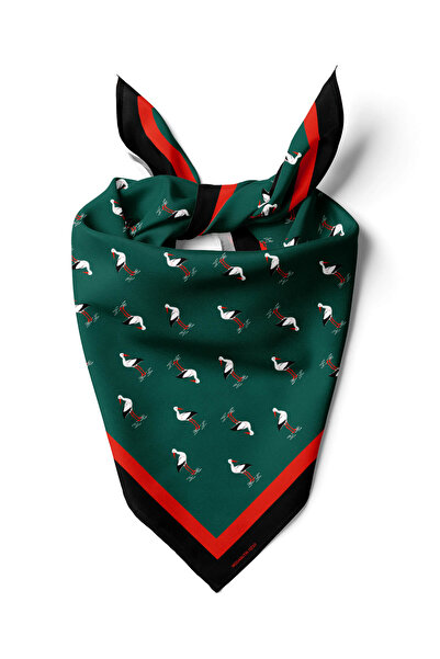 Modabutik Kadın Martı Desenli Bandana 50x50 Yeşil