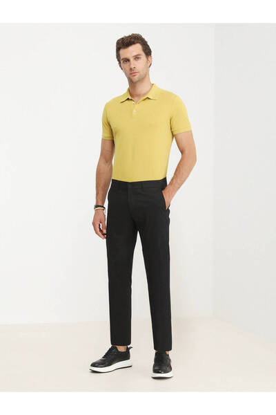 Kip Casual Slim Fit Black Cotton Blend Pants