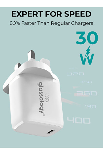 Glassology شاحن سريع ومحول سفر لأجهزة iPhone - صغير الحجم وآمن وفعال