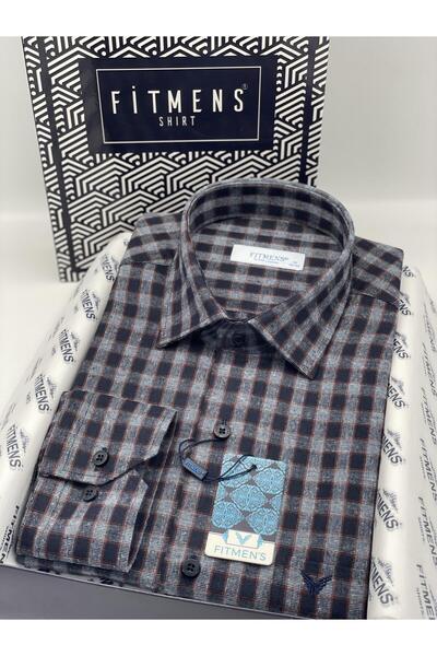 Fitmens Classic Long Sleeve Winter Plaid Lumberjack Collar Six Button Cotton ...