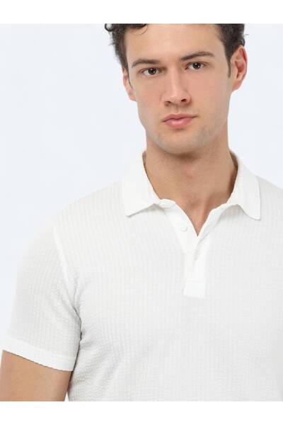 Kip Біла жакардова футболка з поло-комірцем, 100% бавовна