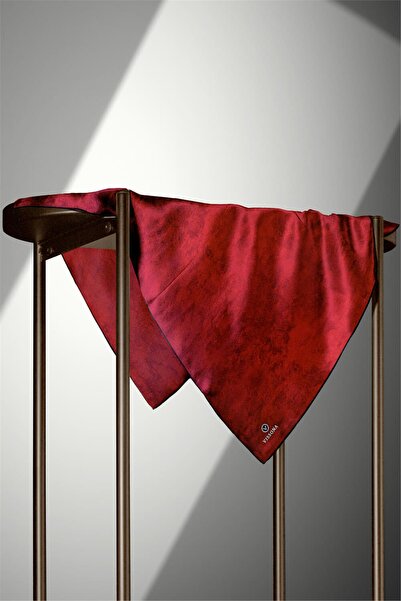 Vissona 57% silk 43% viscose twill silk texture patterned red color 90x90 scarf sewing method: hand sewing