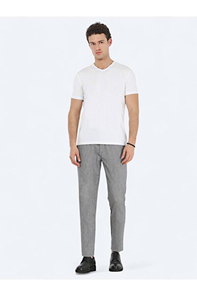 Kip Біла футболка з V-подібним вирізом з бавовняної суміші