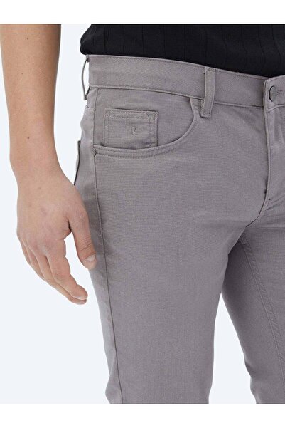 Kip Gray Slim Fit Casual Cotton Blend Pants