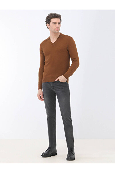 Kip Πλεκτό πουλόβερ με γιακά πόλο κανέλας