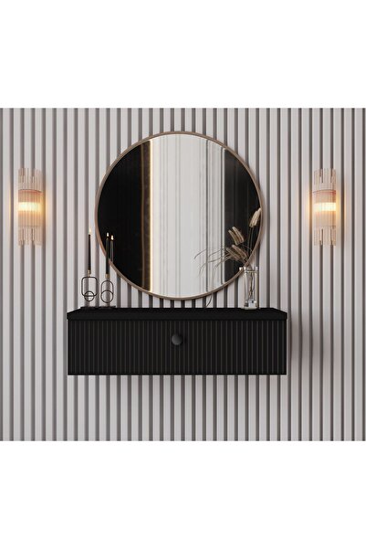enwood MİMOSA SİYAH MDF DUVARA MONTE KAPAKLI DRESUAR (69 cm)