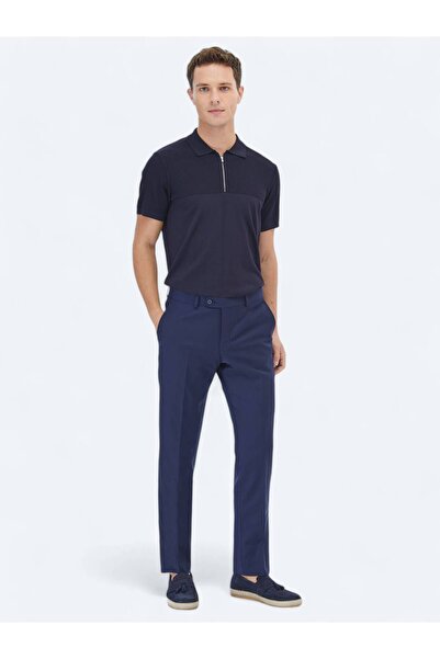 Kip Saks Düz Dokuma Fitted Fit Klasik Yün Karışımlı Pantolon