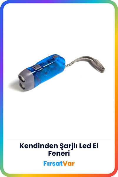FırsatVar 2 Ledli El Feneri Işıldak Kendinden Manuel Şarjlı Dinamolu Led El F...
