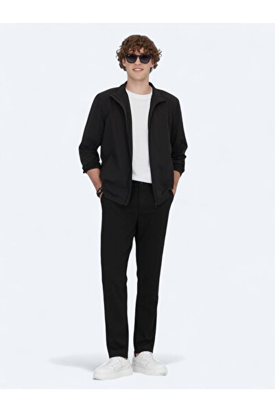 Kip Μαύρο κανονική εφαρμογή με γιακά casual υφαντό παλτό