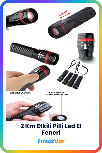 FırsatVar Pilli Led Işıklı El Feneri Küçük Çocuk Feneri Avcı Izci Kamp Lambas...