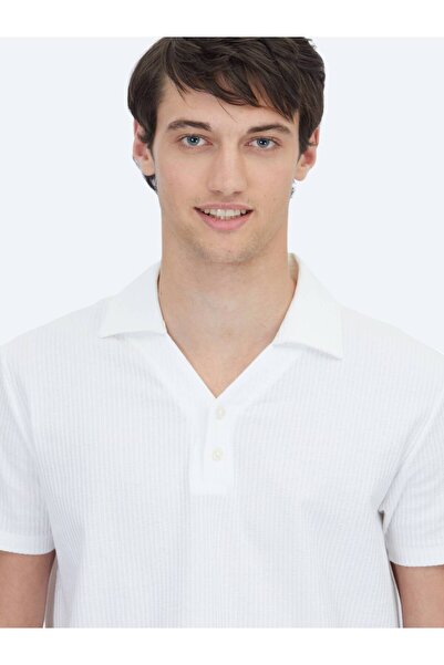 Kip Λευκό μπλουζάκι με γιακά πόλο 100% βαμβάκι