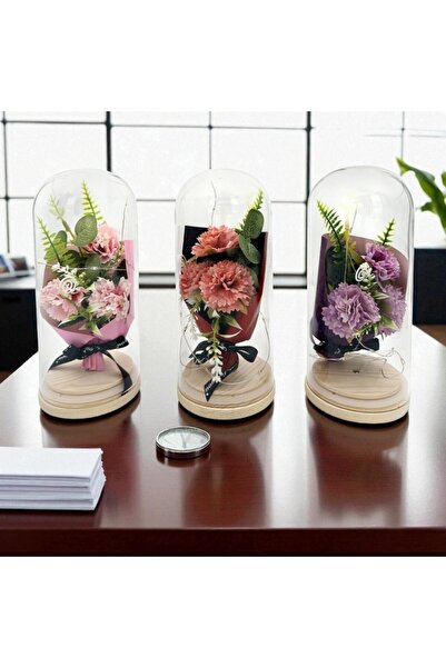 Sense Çiçekli Işıklı Cam Fanus