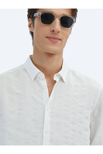 Kip Λευκό κλασικό πουκάμισο με κανονική εφαρμογή