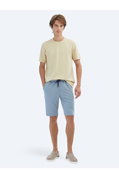 Kip Açık Sarı Düz Bisiklet Yaka T-Shirt