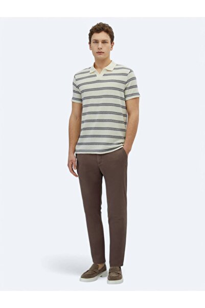 Kip Синя смугаста футболка з поло-коміром з бавовняної суміші