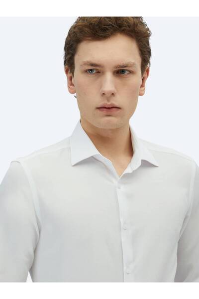 Kip Біла пряма сорочка Slim Fit з класичної бавовняної суміші