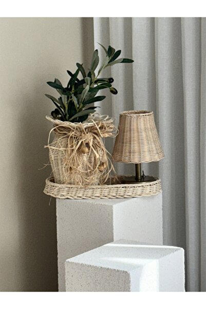 Maison Avf 4'lü Rattan Masa Lambası - Alt Eskitme Gold & Düzenleyici & Vazo &...