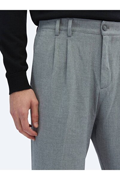 Kip Gri Dokuma Carrot Fit Casual Pantolon