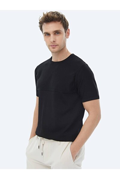 Kip Siyah Bisiklet Yaka Ters Örgü Triko