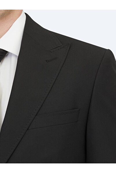 Kip Siyah Çizgili Modern Fit Takım Elbise