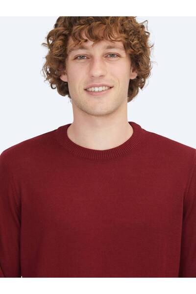 Kip Κόκκινο Πλεκτό Πουλόβερ με λαιμόκοψη ζακάρ μαλλί