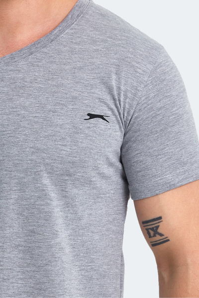 Slazenger Ανδρικό μπλουζάκι πόλο Sargon Plus Size σε γκρι χρώμα