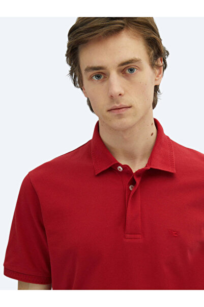 Kip Red Plain Polo Neck 100% Cotton T-Shirt