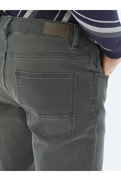 Kip Haki Slim Fit Denim Pamuk Karışımlı Pantolon