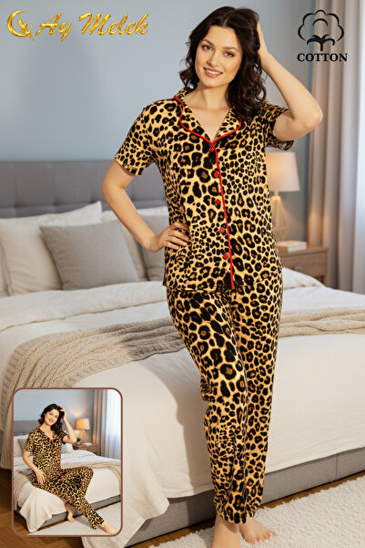 AYMELEK Women's Pajamas Set Ring Viscose Bamboo Texture Shirt and Pajamas Set