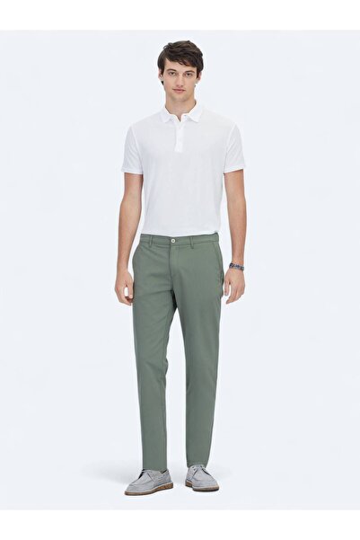 Kip Haki Dokuma Slim Fit Casual Pantolon