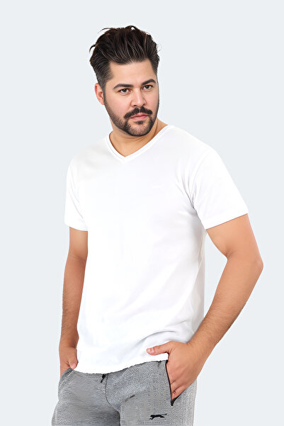 Slazenger Ανδρικό μπλουζάκι πόλο Sargon Plus Size Λευκό