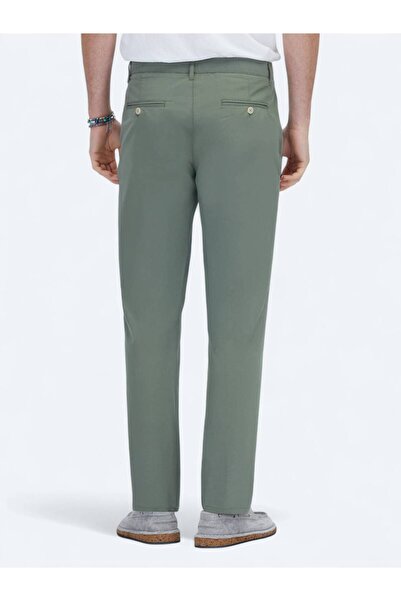Kip Haki Dokuma Slim Fit Casual Pantolon
