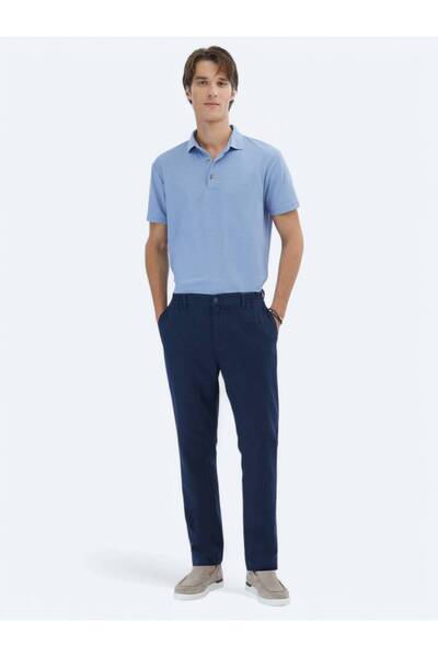 Kip Lacivert Dokuma Jogging Fit Casual Pamuk Karışımlı Pantolon