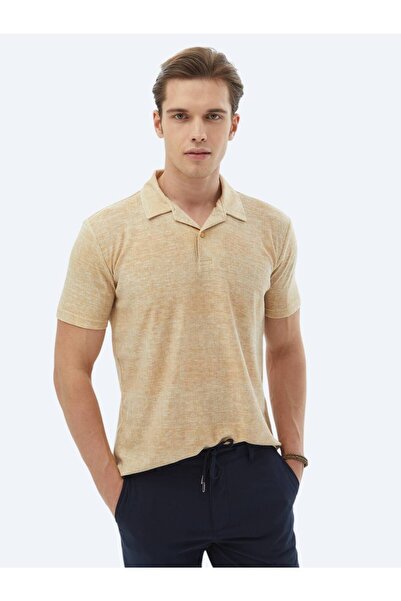 Kip Saffron Printed Cotton Blended Cuban Collar T-Shirt