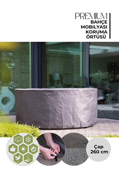 Via Gardenia Premium Bahçe Masası Koruma Örtüsü Yuvarlak Max 200cm