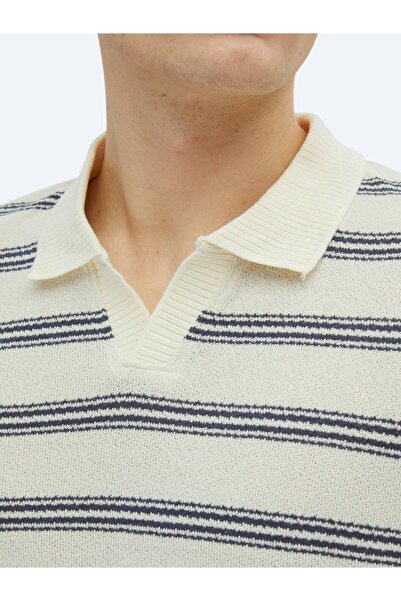 Kip Синя смугаста футболка з поло-коміром з бавовняної суміші