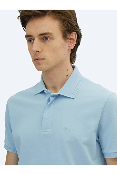 Kip Синя футболка з плоским коміром, 100% бавовна