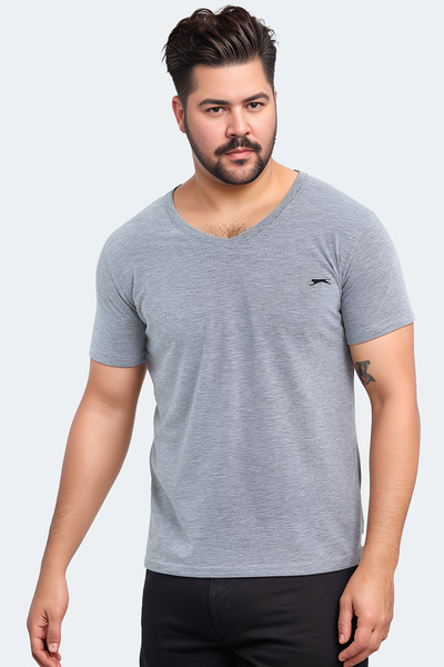 Slazenger Ανδρικό μπλουζάκι πόλο Sargon Plus Size σε γκρι χρώμα