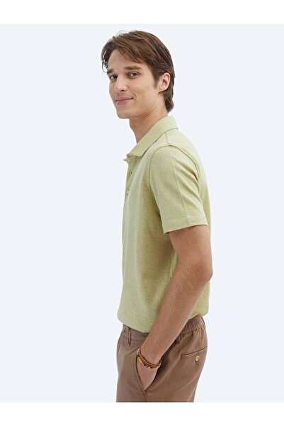 Kip Lemon Mold Patterned Polo Neck Cotton Blend T-Shirt