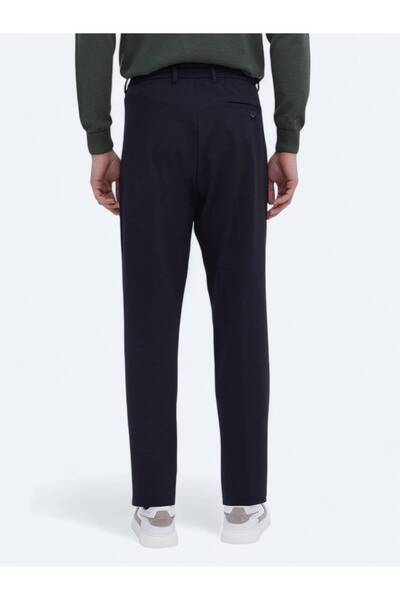 Kip Lacivert Örme Carrot Fit Casual Pantolon