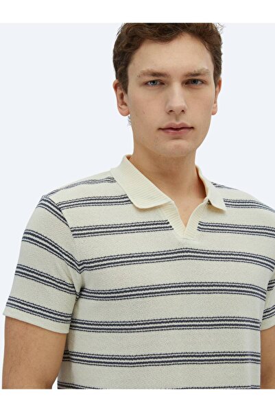 Kip Синя смугаста футболка з поло-коміром з бавовняної суміші