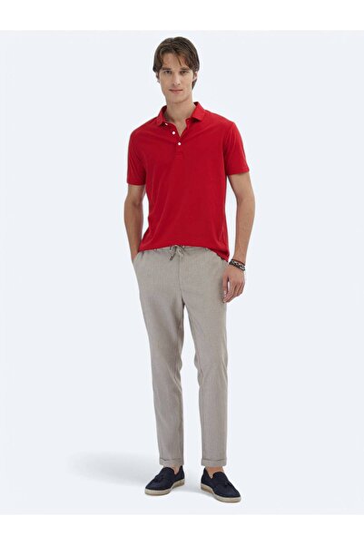 Kip Kırmızı Düz Polo Yaka %100 Pamuk T-Shirt