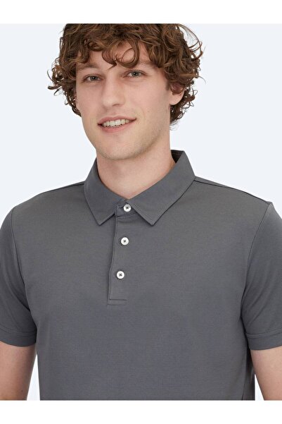 Kip Μπλουζάκι με γκρι γιακά Polo από βαμβακερό μείγμα
