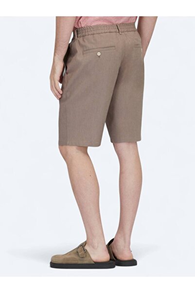 Kip Koyu Vizon Dokuma Jogging Fit Casual Pamuk Karışımlı Bermuda