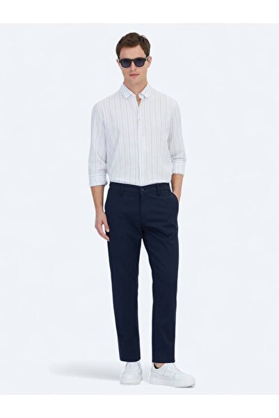 Kip Lacivert Düz Dokuma Jogging Fit Casual Pamuk Karışımlı Pantolon