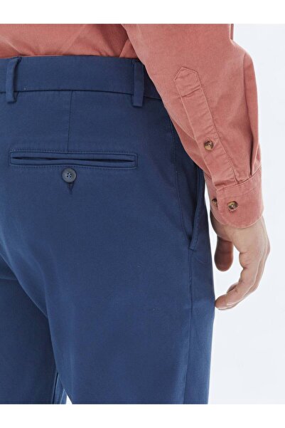 Kip Koyu Mavi Dokuma Regular Fit Casual Pamuk Karışımlı Pantolon