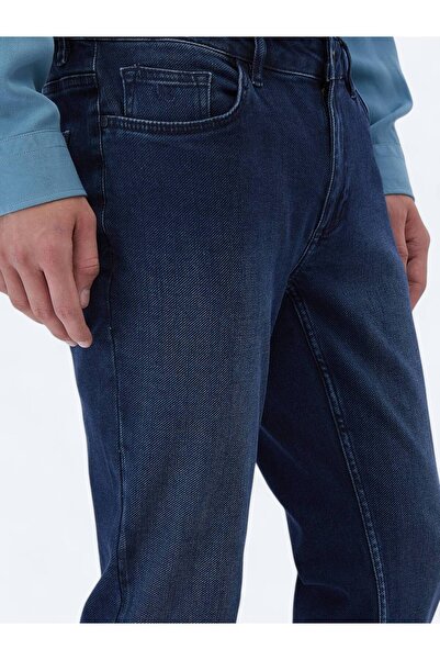 Kip Indigo Slim Fit Denim and Cotton Blend Pants