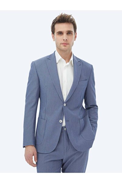 Kip بدلة عصرية مخططة باللون الأزرق الداكن