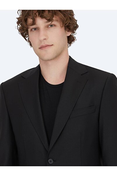 Kip Siyah Modern Fit Yün Karışımlı Takım Elbise
