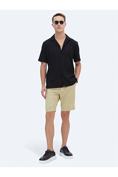 Kip Повсякденна сорочка з бавовняної суміші з чорним візерунком, прямий крій